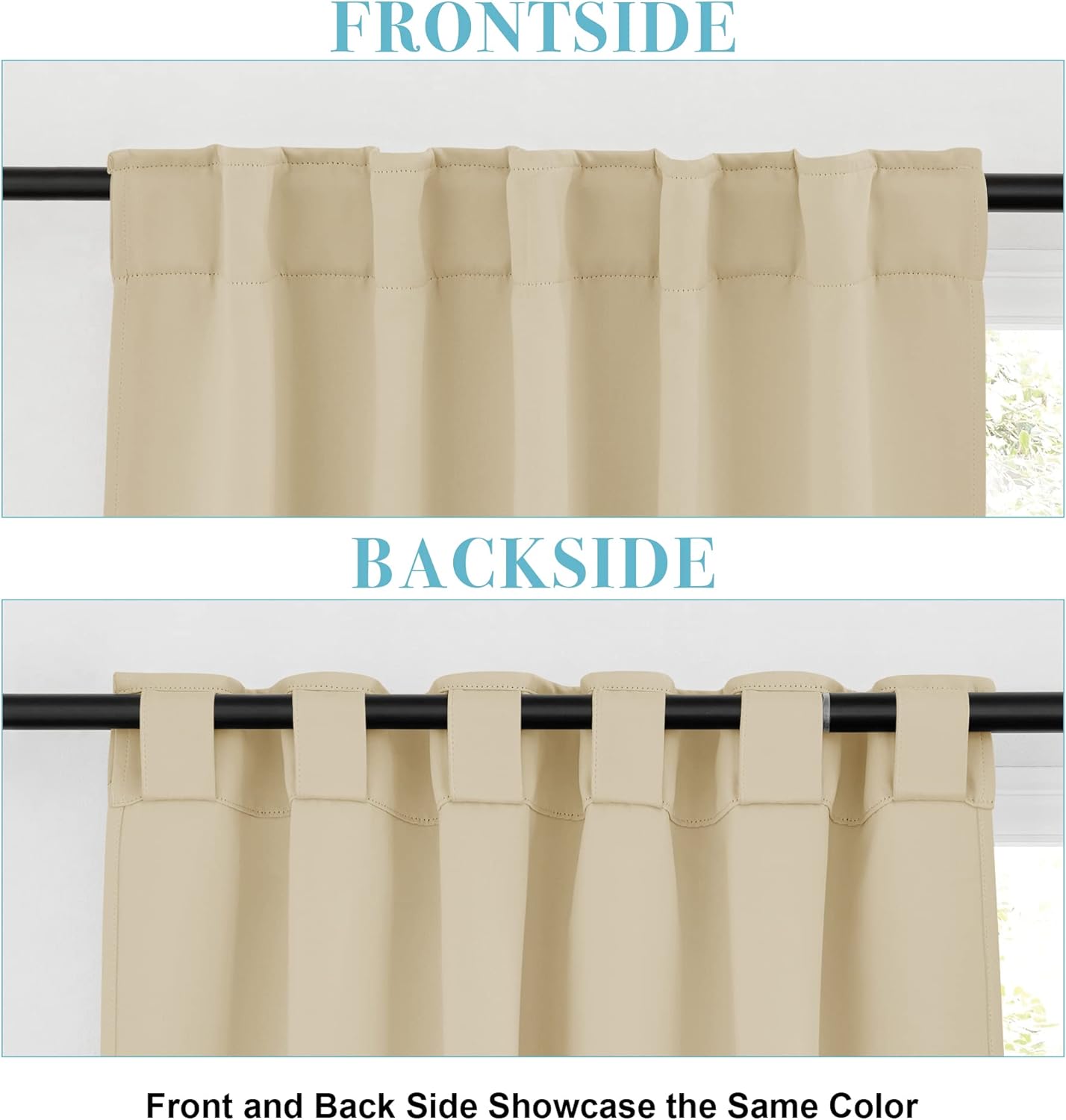 RYB HOME Small Window Curtains - Blackout Insualting Privacy Curtains for Kids Bedroom Kitchen Bathroom Basement Cafe Cabinet Tiers Drapes, 34 Width x 30 Length, 2 Panels, Biscotti Beige