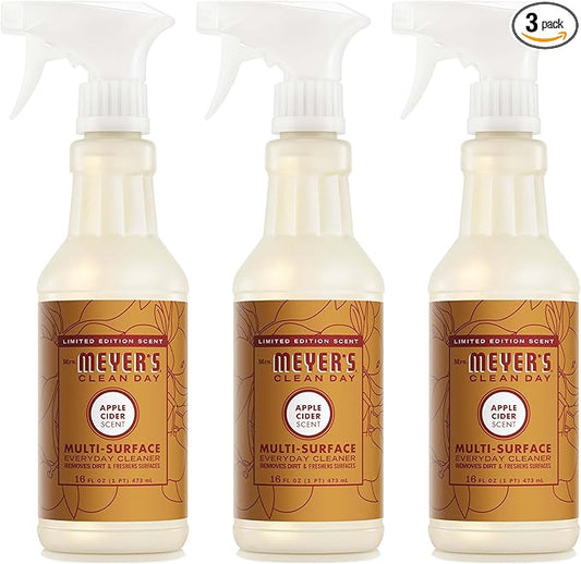 MRS. MEYER'S CLEAN DAY Multi-Surface Everyday Cleaner, Apple Cider Scent, 16 Fl Oz Bottle - 3 Pack