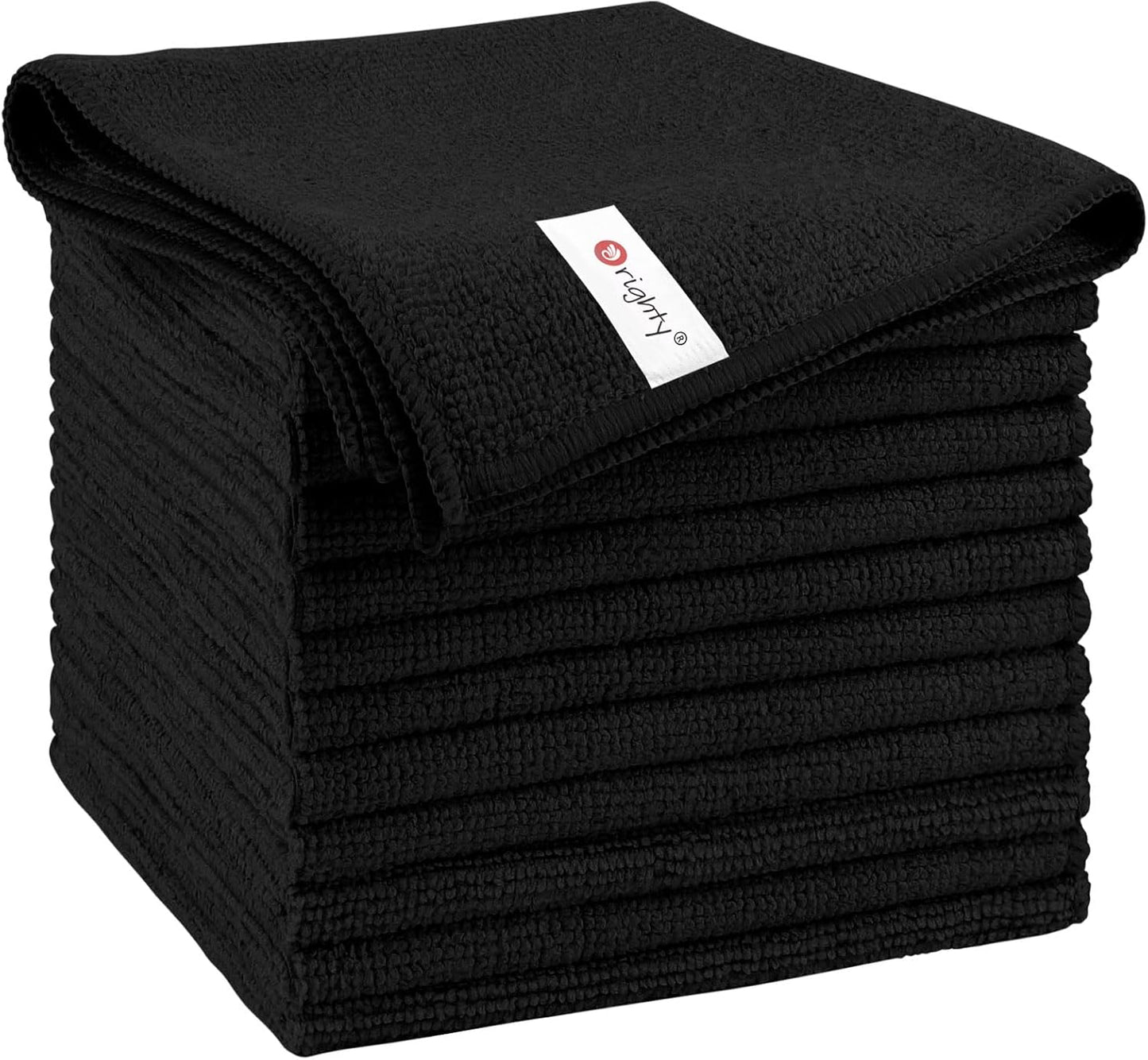 Orighty Microfiber Cleaning Cloth, 12 Pack Microfiber Towels for Cars, Highly Absorbent Car Cleaning Supplies, Lint Free Cloths Clean Rags for Car Care, House, Kitchen, 12x12 inch, Black