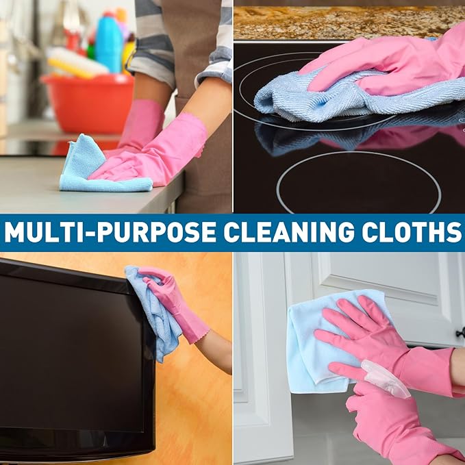Microfiber Cleaning Cloths-18 Pack, Cleaning Rags, Microfiber Towels for Cars, Home 5 Colors Assorted (12x12 inches)