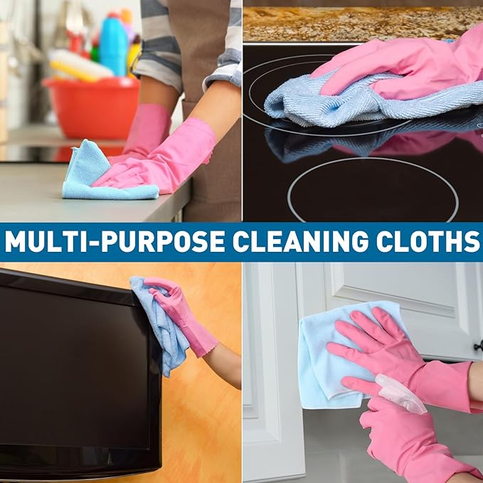 Microfiber Towels Bulk-150 Pack, Cleaning Cloths, Microfiber Towels for Cars, Cleaning Rags 5 Colors Assorted (12x12 inches)