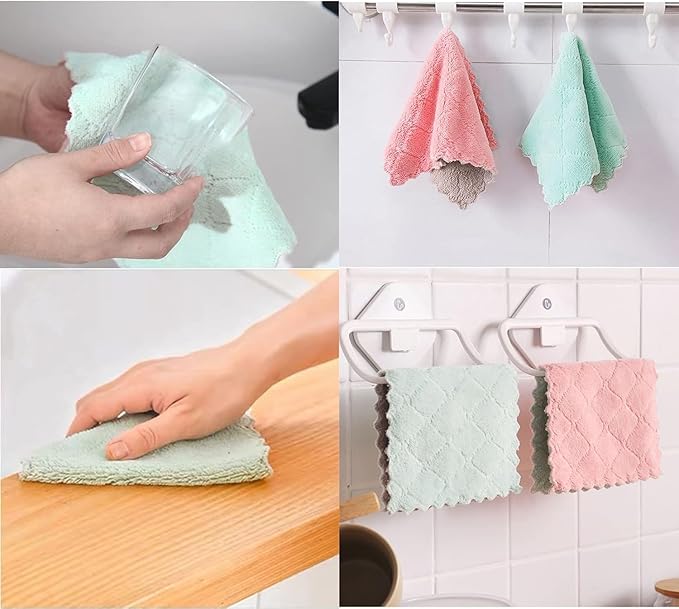 24 Pack Kitchen Cloth, Microfiber Dish Towels Washcloths, Super Absorbent Coral Velvet Dishtowels, Premium Cleaning Cloths,Non-Stick Oil Quick Dry Dish Towels, Soft Tea Towel, Table Cleaning Cloths.