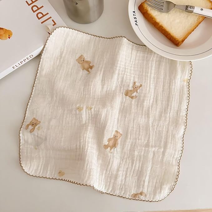 BuLuTu 4 Pack Sweet Floral Kitchen Dishcloths Dish Towels Reusable Cleaning Cloths Cotton Muslin Tea Towel, Super Absorbent Multi-Purpose Wash Clothes Hand Towels, 11x11 Inches