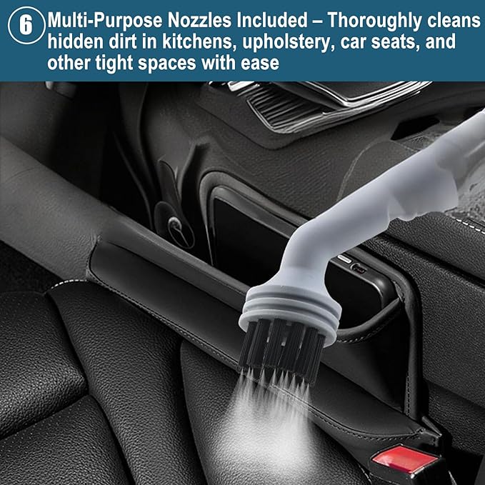 Handheld Pressurized Steam Cleaner with 11 Attachments – Portable Multi-Surface Steamer for Home, Mattress, Floors, Couch, Windows, Upholstery, Car, and Grout – Deep Cleaning & Stain Removal(White)