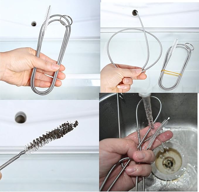 2 Pack 60 Inch Long Flexible Tube Cleaning Brush, Stainless Steel and Nylon Bristles, Suitable for Home Kitchen, Fish Tank, Water Pump Accessories, and More