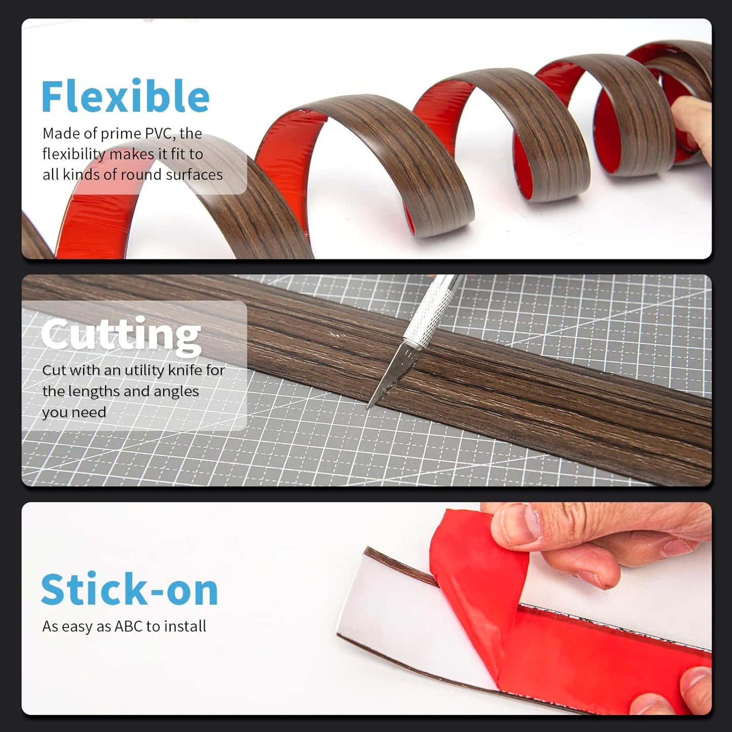 Art3d Vinyl Floor Transition Strip - Laminate Floor Divider for Joining Gaps and Carpets, Brown (10 FT, 1.57in)