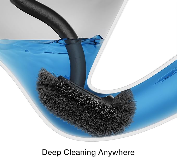 Toilet Cleaner Brush, Diveotree Toilet Brush and Holder for Dead Corner Cleaning, Wall Mounted Toilet Bowl Brush for Bathroom Decor, Toilet Scrubber Brush for Home/Hotel (Black, Round-1pack)