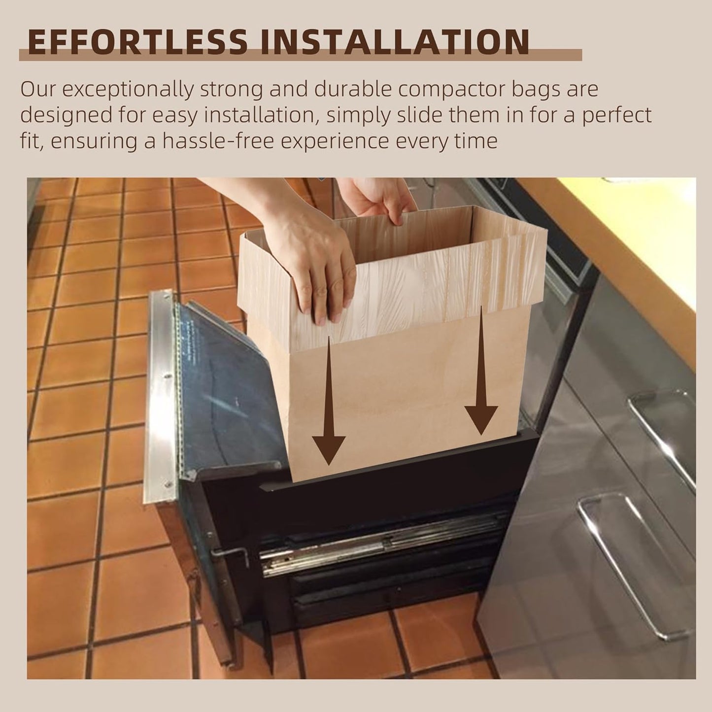 (20-Pack) Calvana Super Strong Compactor Bags, Heavy-Duty Kitchen Paper Trash Bags with Leak Proof Plastic Liner, Reinforced Bottom, Fits GE Model Compactors with Rectangular Containers