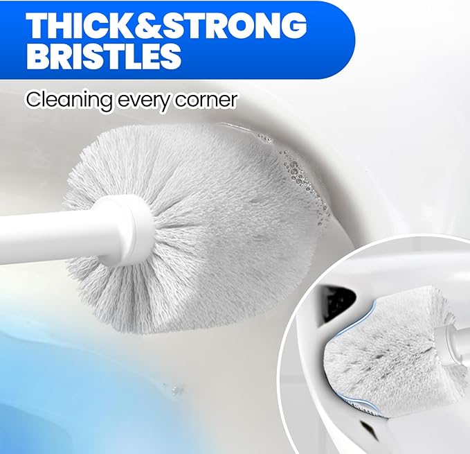 2 in 1 Toilet Brush and Plunger Set, Extended Handle Plunger,Toilet Bowl Brush Plunger Set,Bathroom Cleaning Tools,Cleaning Brush,Cleaning Supplies,Toilet Brush Plunger Combo,White（20inch）