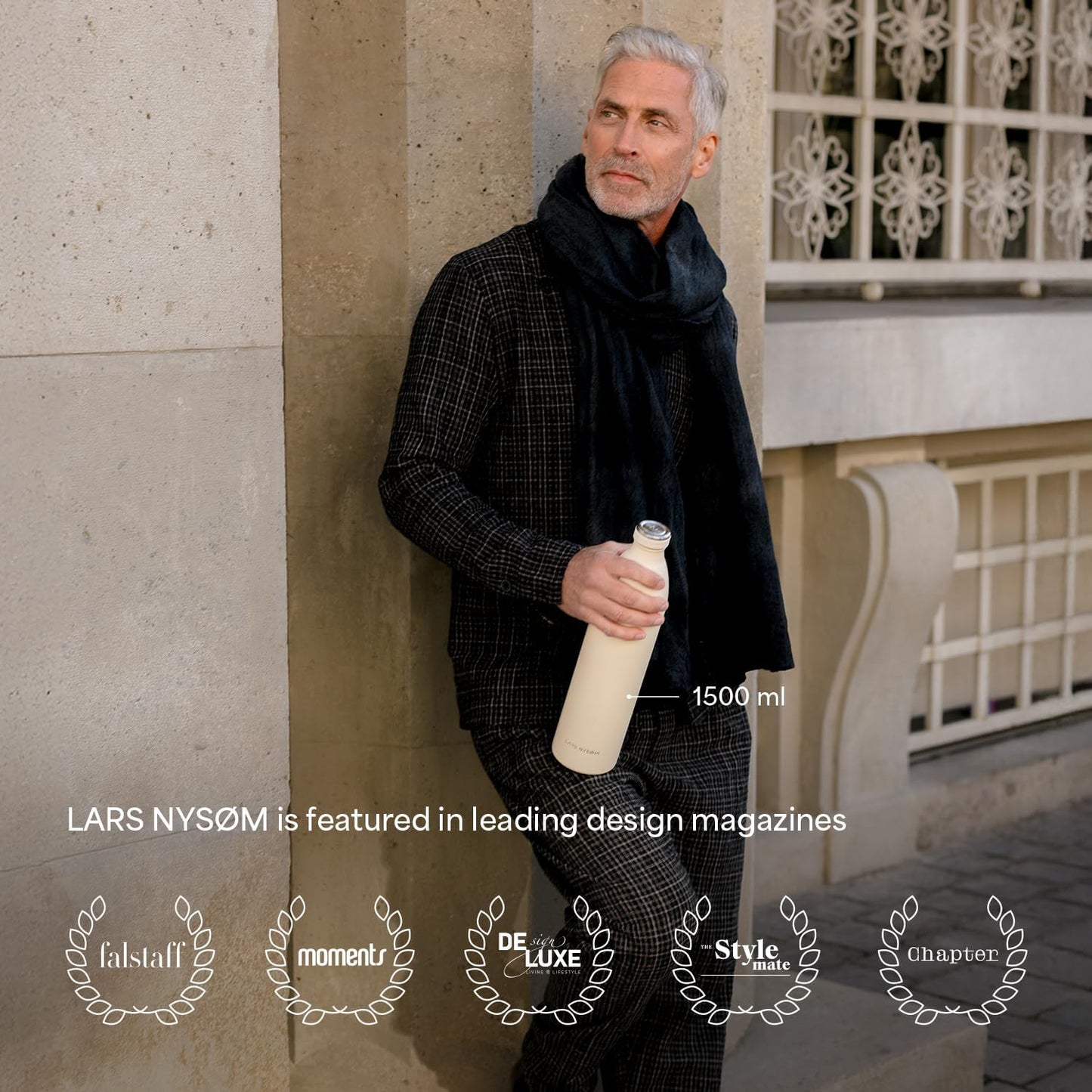 LARS NYSØM Stainless Steel Insulated XL Water Bottle 12oz 17oz 25oz 34oz 51oz | Insulated Thermo Flask for Hot and Cold Beverages | Leakproof Drinking Bottle (Blush Rose, 50.7 oz)