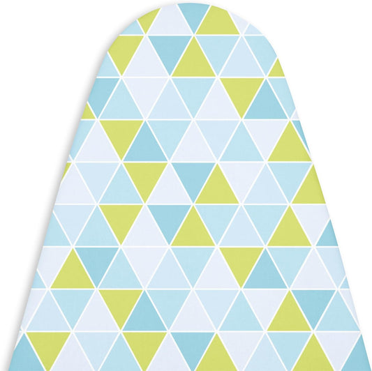 Encasa XO Ironing Board Cover and Pad - Thick 4mm Felt, Heat & Scorch-Resistant, Fits Standard Large Boards 54"x15", Elastic Bungee Cord Tightening, Easy Fit, Stain-Safe Dye, Triangles Aqua