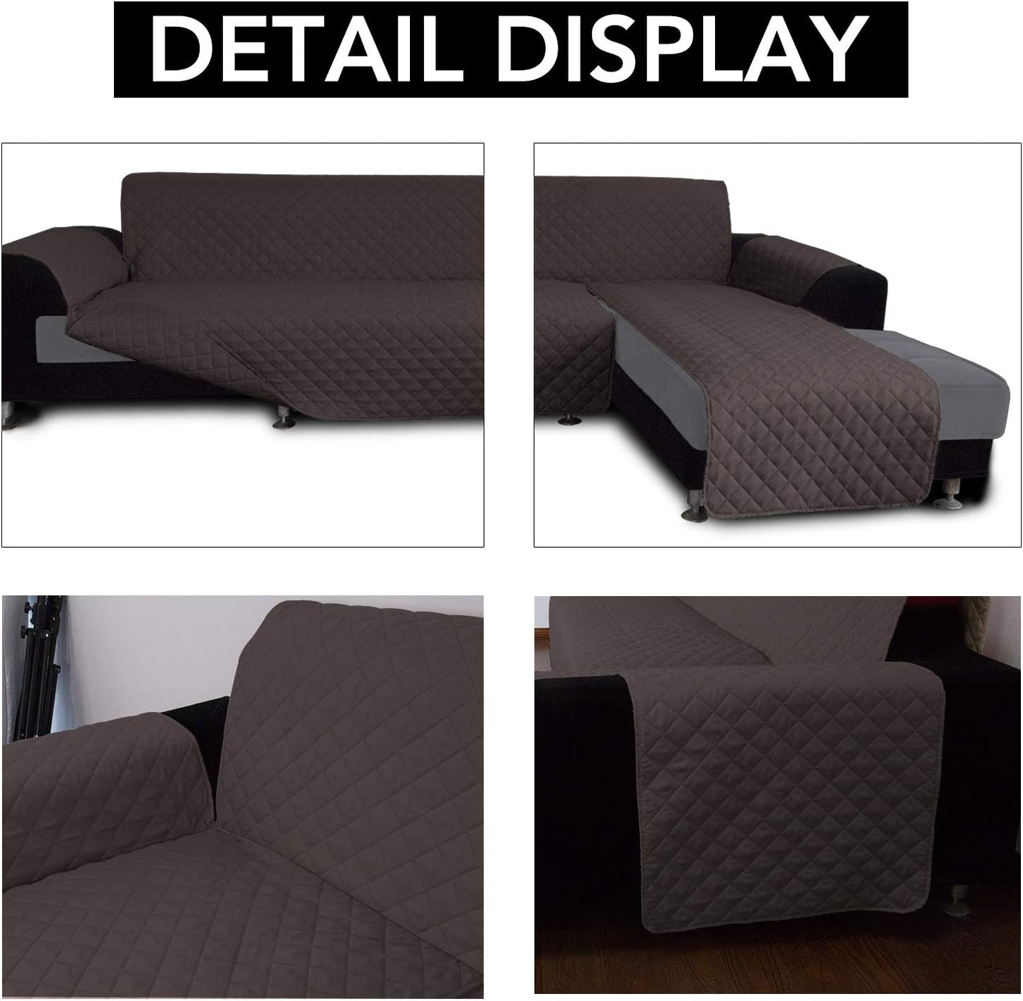 Easy-Going L Shape Sofa Slipcover Sectional Couch Cover - Reversible & Pet-Friendly (X-Large, Chocolate/Chocolate)