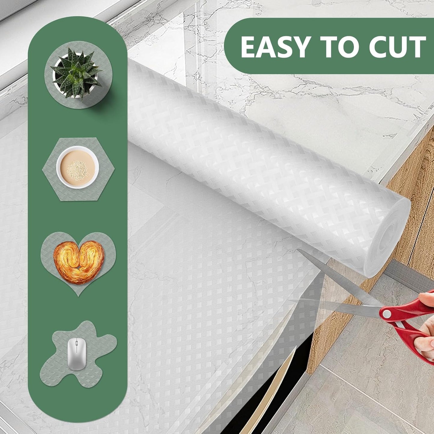 Shelf Liners, Non-Adhesive Drawer Liner, Waterproof & Oil-Proof Kitchen Cabinet Cupboard Liner Plastic EVA Material BPA Free Fridge Liner Mats Paper Protector for Shelves (Clear/16in x 240in)