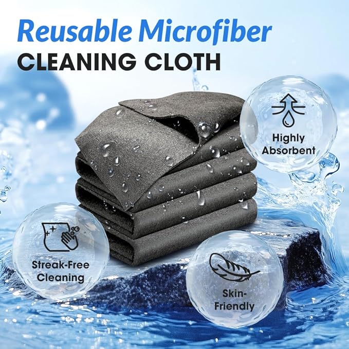 Multifunctional Magic Cloth, Reusable Thickened Magical Cleaning Cloth, Streak Free Magical Microfiber Cleaning Cloth, Suitable for Glass,Window, Kitchen, Cars (10PC)