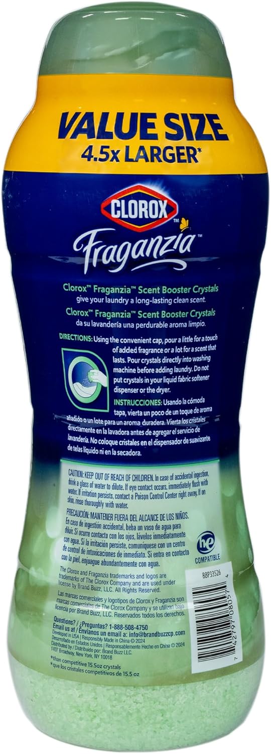 Clorox Fraganzia Laundry Scent Booster Crystals in Cedarwood & Sage Scent - Scented In-Wash Freshener Beads for Fresh, Clean, Great Smelling Clothes and Linens, 70 Oz