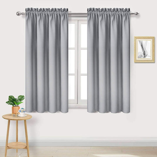 DWCN Blackout Curtains Room Darkening Thermal Insulated Bedroom Curtains Window Curtain Panels, 42 x 54 inches Long, Set of 2 Silver Grey Rod Pocket Drapes