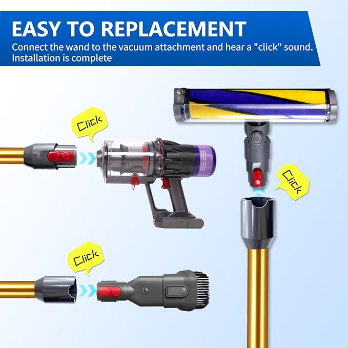 Quick Release Replacement Wand Compatible with Dyson V9,Digital Slim,V12 Detect Slim+,V12 Detect Slim Absolute Vacuum Cleaner, Vacuum Attachment Extension Parts for Home Cleaning 29inch (Gold)