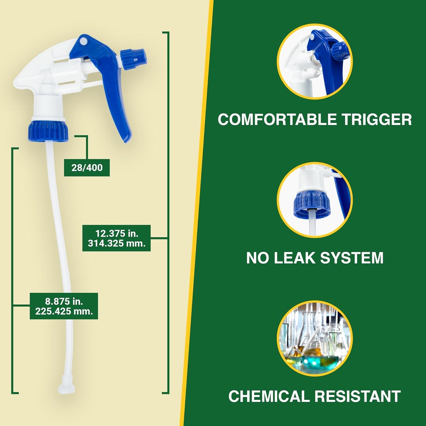 Heluva Green Spray Bottle Nozzle Replacement, Bottle Tops Only - Sprayer Nozzle Triggers for Heavy Duty, Commercial, Home Cleaning Solutions - Fits 8,16,24,32 oz Plastic & Glass Bottles, Blue 13 pack