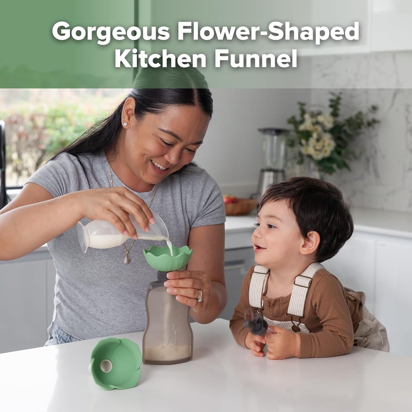 Haakaa Silicone Flower Funnel Set – Small Funnels for Filling Small Bottles, Funnels for Kitchen Use Filling Bottles, Kitchen Funnel Set, Kitchen Gadgets Accessories