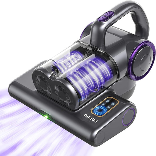 FEPPO Mattress Vacuum Cleaner, 16Kpa Bed Vacuum Cleaner with 253.7nm UV-C Light, 140°F Heat, HEPA Filter & Ultrasonic, Versatile Handheld Vacuums for Bed, Sofa, Couch, Crib(Corded, 500W)