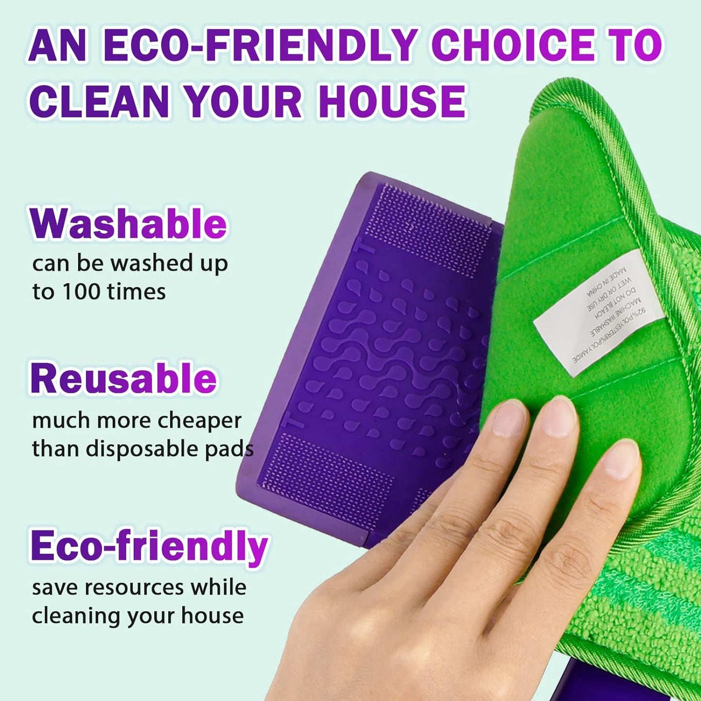 Orighty Reusable Mop Pads Compatible with Swiffer WetJet - Microfiber Pad Refill Machine Washable for Household Cleaning - Cleaning Floor Mop Head Pads Work Wet and Dry - Pack of 4