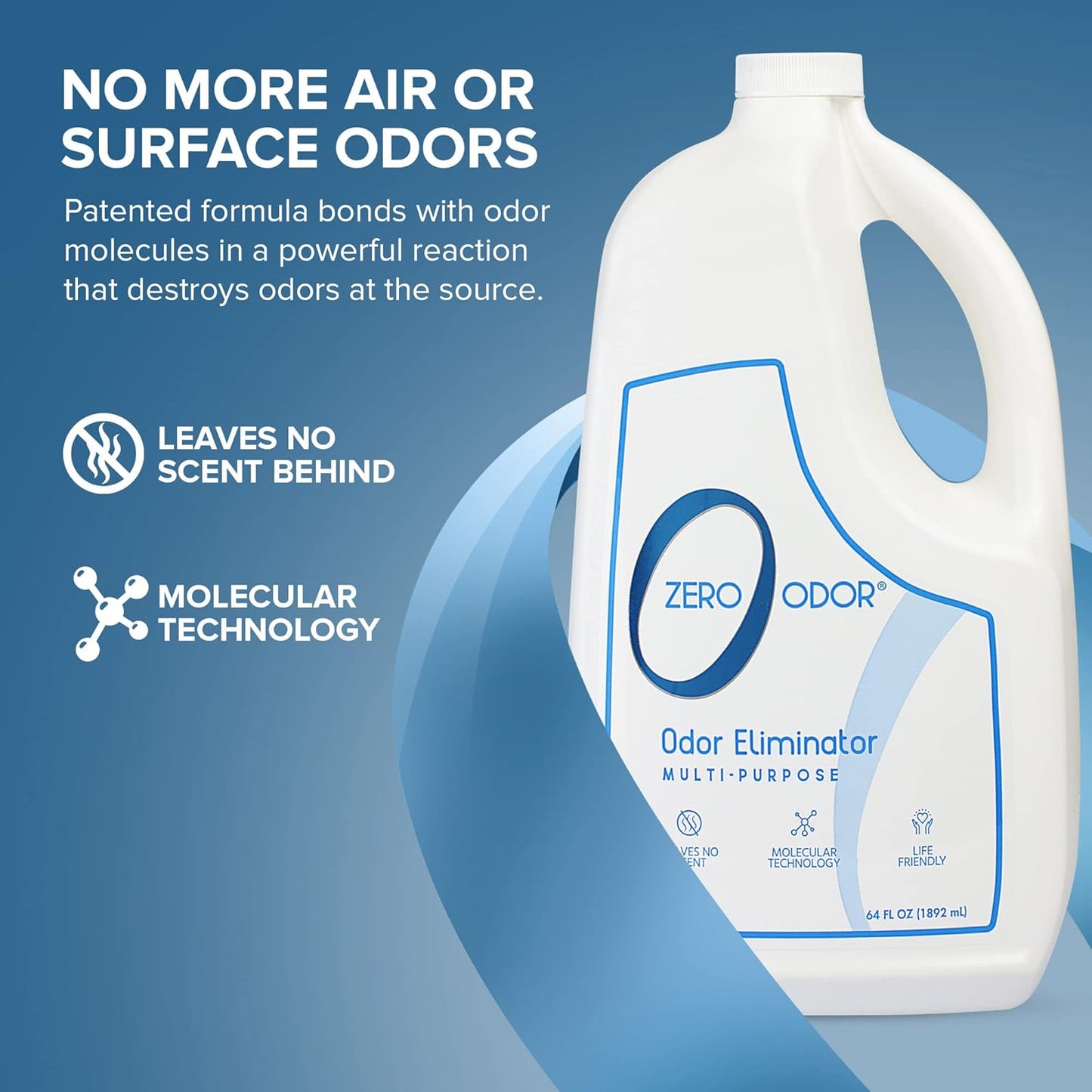 Zero Odor - Multi-Purpose Strong Odor Eliminator for Home, Office, Car, Bathroom, Hotel, Room Deodorizer, and Odor Neutralizer 64oz Refill, 2-Pack