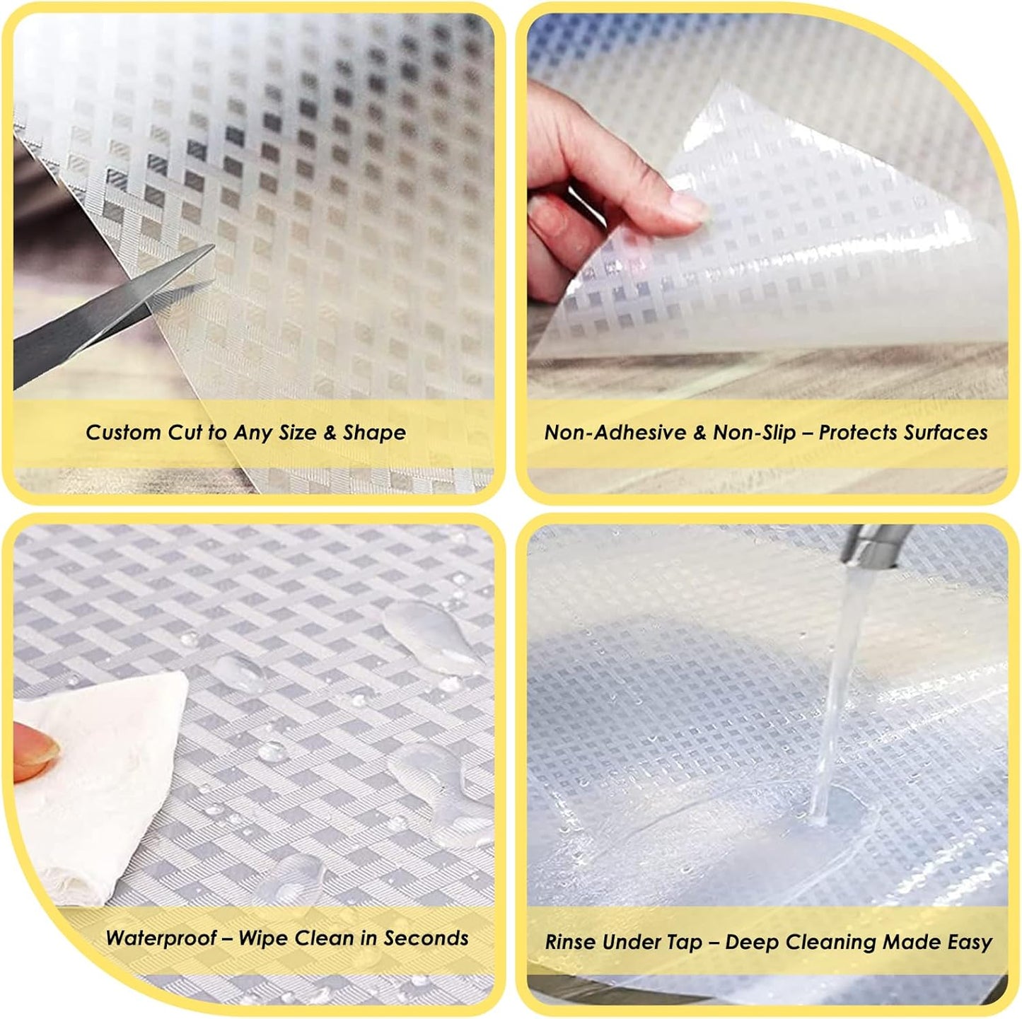 Shelf Liners for Kitchen Cabinets and Drawers, Non-Adhesive and Anti-Slip, Waterproof and Easy to Clean, Durable EVA Cabinet Mat for Refrigerator, Cupboard, Table (Grey, 11.8" W x 196.8" L)
