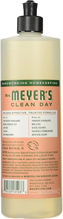 MRS. MEYER'S CLEAN DAY Liquid Dish Soap, Geranium, 16 Fluid Ounce