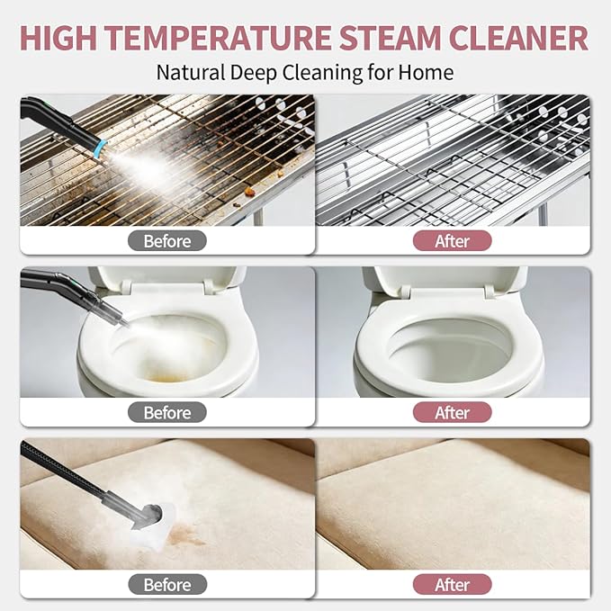 Steam Cleaner for Home & Car, 3-Level Adjustable Steamer for Cleaning with Temp Display,15s Fast Heat,1.8L Large Tank, 4Bar Powerful Steam for Grout,Grease,Tile,Couch,Toilet, Car Detailing,Windows
