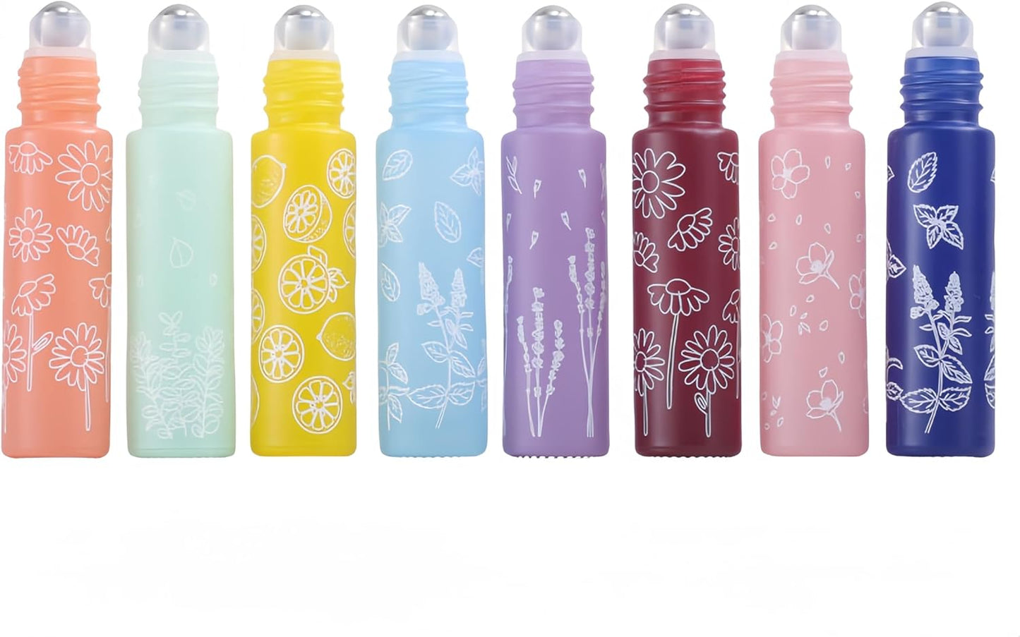 10 Pcs Purple Glass Essential Oil Roller Bottles, 10ml Refillable Roll-on Bottles with Stainless Steel Roller Balls for Essential Oils, Perfume, Lip Gloss, Lip Balms