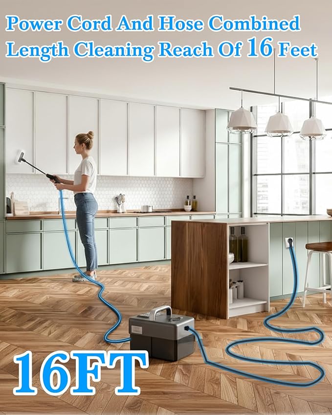 Handheld Cleaning System with Adjustable Power Levels, Large Tank Capacity and Multi-Surface Use for Home and Car Care