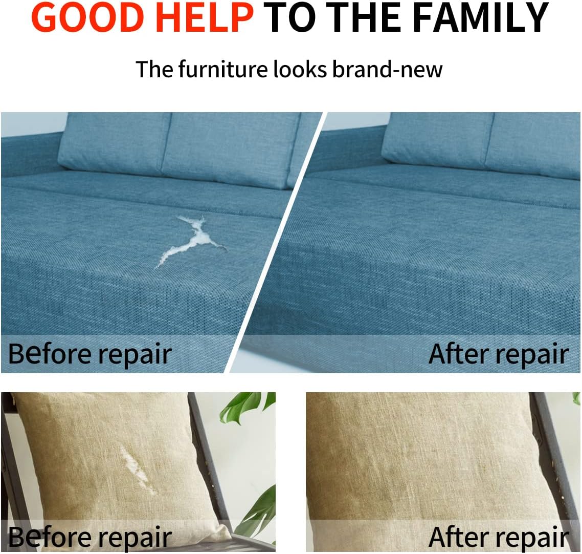 Fabric Repair Patches, 17X158 Inch Linen Repair Tape Self-Adhesive Fabric Patches Durable, DIY Large Linen Tape for Sofa, Couches, Furniture, Chair, Clothing （17X158 Inch, Dark Grey）