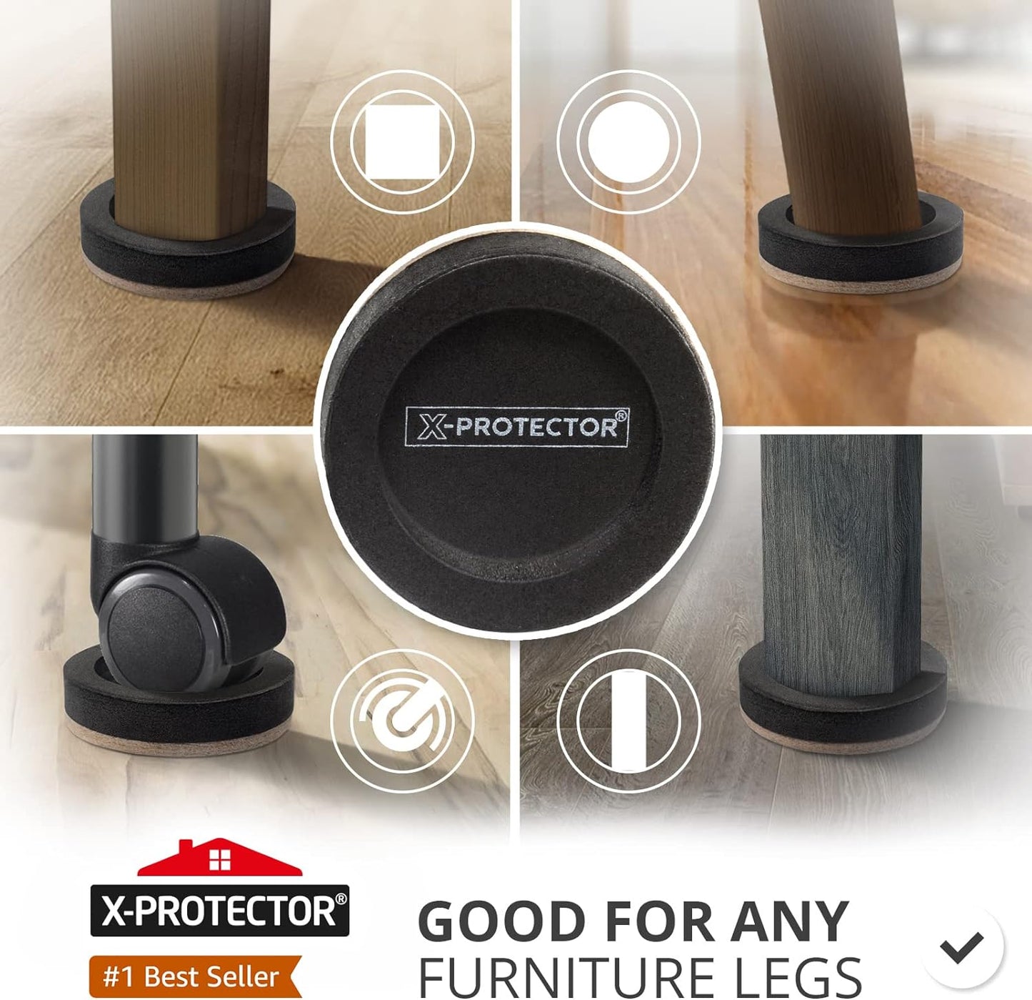 Felt Furniture Sliders for Hardwood Floors X-PROTECTOR 16 PCS 3 ½” - Furniture Slider with Unique Design - Heavy-Duty Furniture Movers for Hard Surfaces - Felt Sliders - Move Your Furniture Easily!