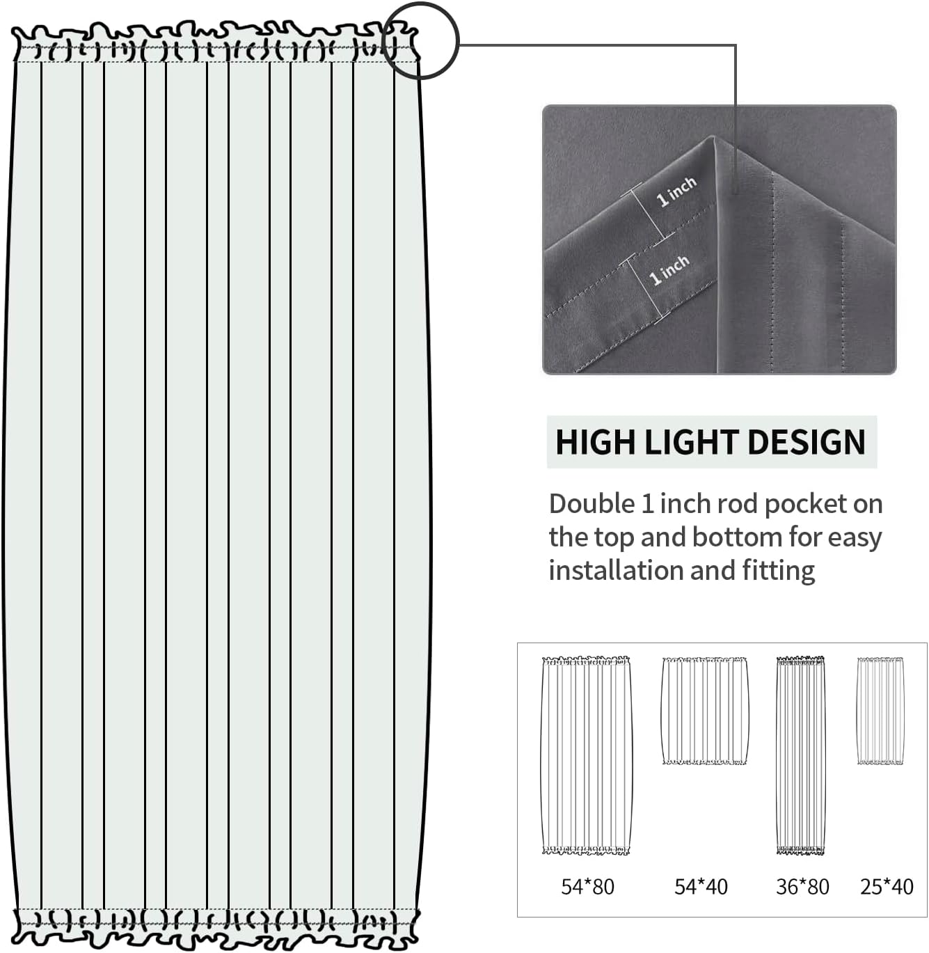 DWCN French Door Curtains – Rod Pocket Thermal Blackout Curtain for Doors with Glass Window, Kitchen and Patio Doors for Privacy, 36 X 80 Inches Long, 1 Curtain Panel with Tieback, Dark Grey