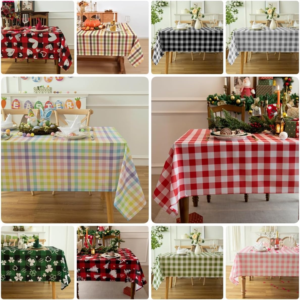 Classic Gingham Buffalo Tablecloth Fabric - Oblong 90x156 Inch Water Proof Checkered Table Cloth for Indoor Outdoor - Table Cover for Birthday, Picnics, BBQs, and Parties