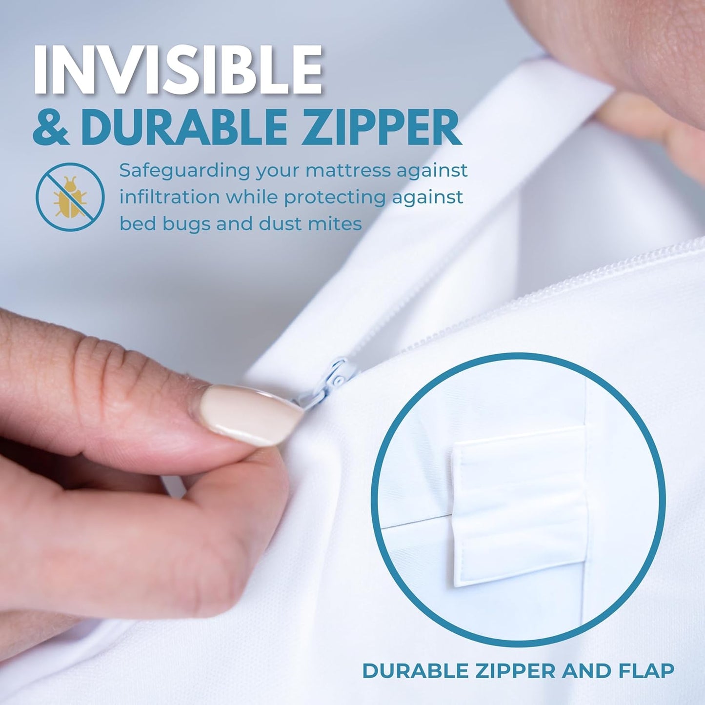 Twin XL Size 39x80” Premium Waterproof Zippered Mattress Encasement, 100% Cotton, Hypoallergenic, Six Sided Mattress Cover, Invisible Zippered, Soft Breathable up to 15" Deep - Rest Line