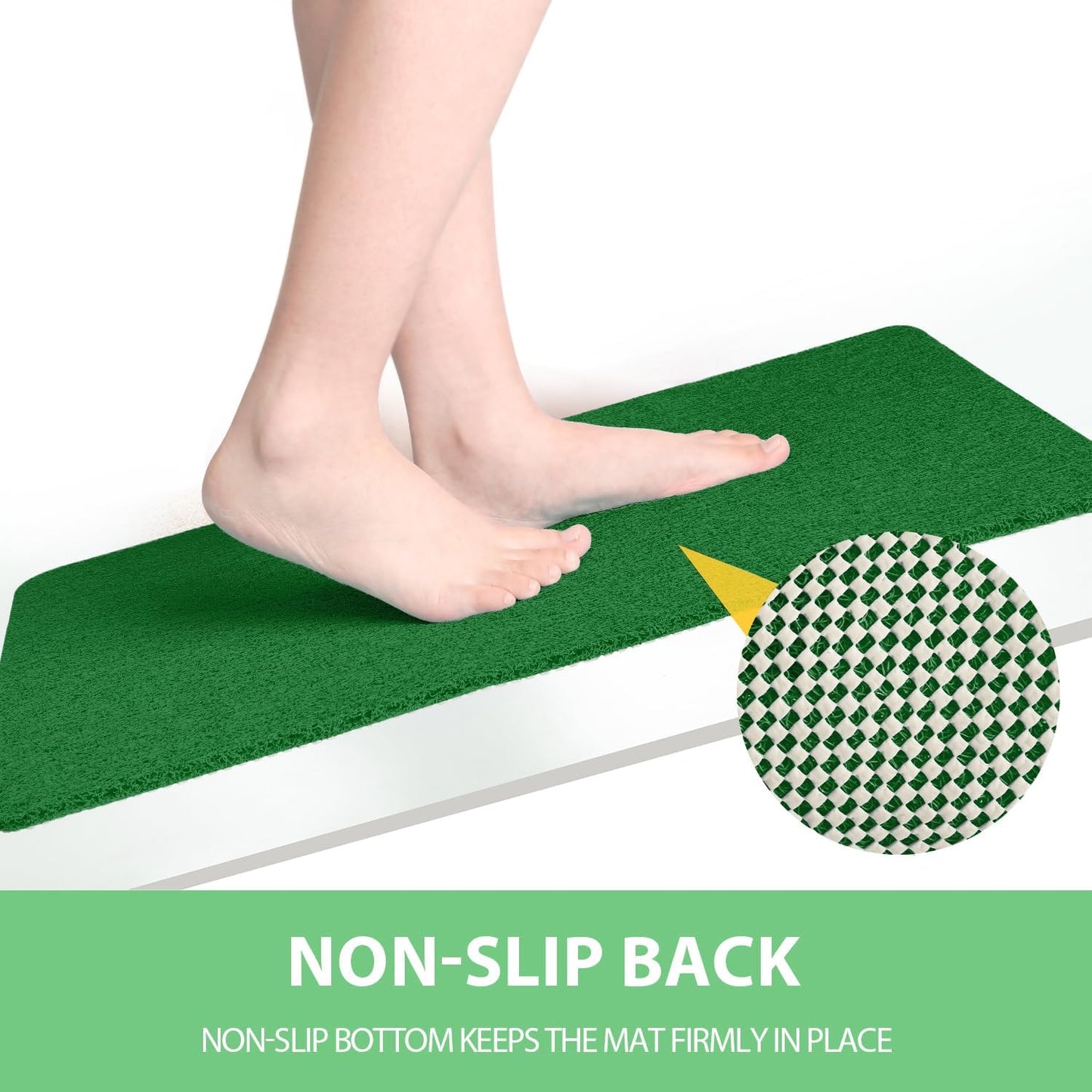 Non-Slip Bathtub Mat, 2 Pack Anti Slip Shower Mat, Fast Drying Bathtub Mats, Foot Scrubber Mat, Anti Slip Mat for Tub, Floor, Bathroom, Kitchen, Home, Hotel (Dark Green 24"×16"+24"×16")
