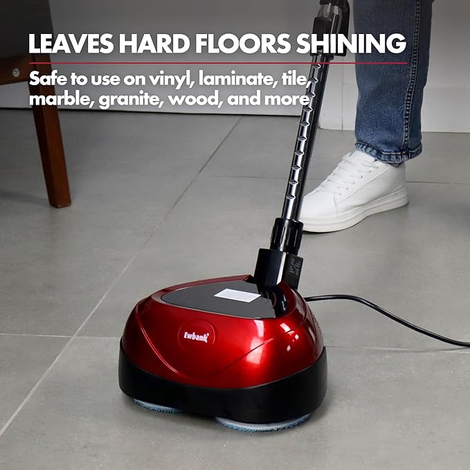 Ewbank EP170 Complete Cleaner, Washer, Scrubber, Scourer, and Polisher, Interchangeable Brushes and Pads Multi-Use Floor Machine, 2200 rpm, Lightweight, Red, 8 Pound