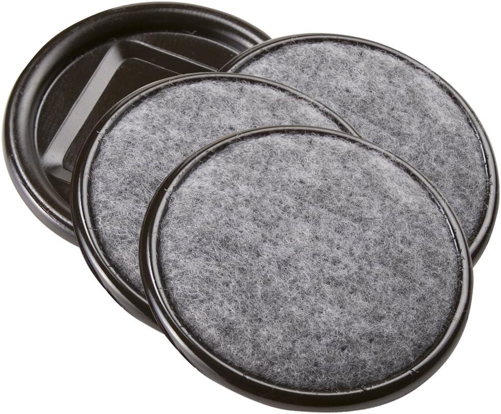 SoftTouch 2 1/2" Round Reusable Carpet Bottom Furniture Caster Cups to Protect Hardwood, Tile or Laminate Floors, Brown (4 Pack)