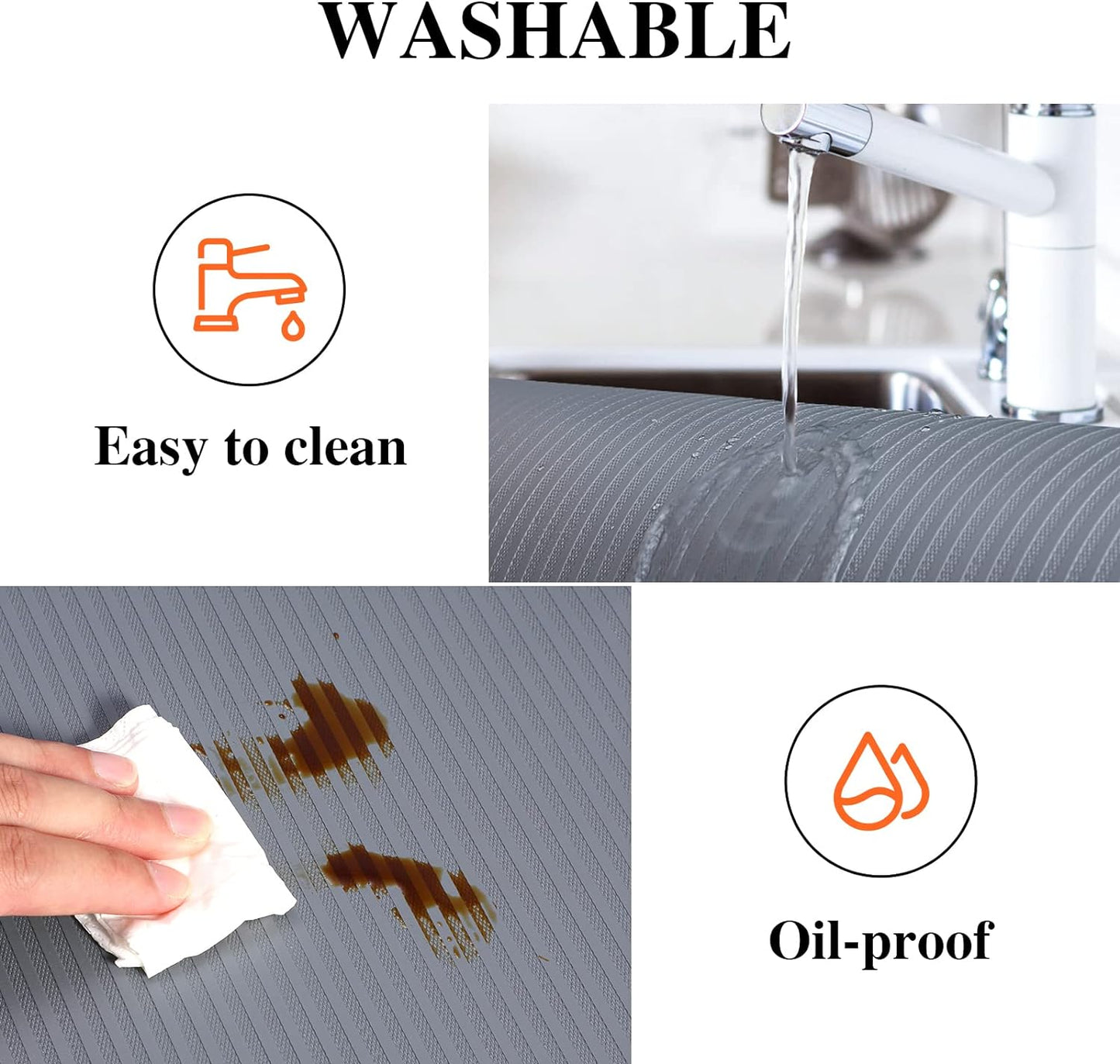 Shelf Liners for Kitchen Cabinets, 22Inch x 30Ft, Non Adhesive Shelf Liner, Non-Slip Kitchen Drawer Liners, Waterproof Durable Cabinet Liners for Shelves, Refrigerator, Pantry, Dark Gray