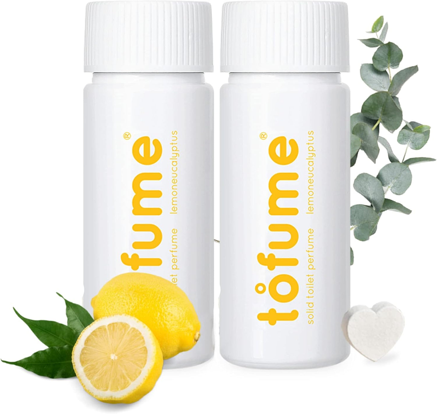 Effervescent Bathroom Air Freshener - Lemon Eucalyptus - Toilet Deodorizer, Bathroom Odor Eliminator, Toilet Freshener, Flushable Air Freshener Toilet Tablets, 2 Pack (60 Tablets)