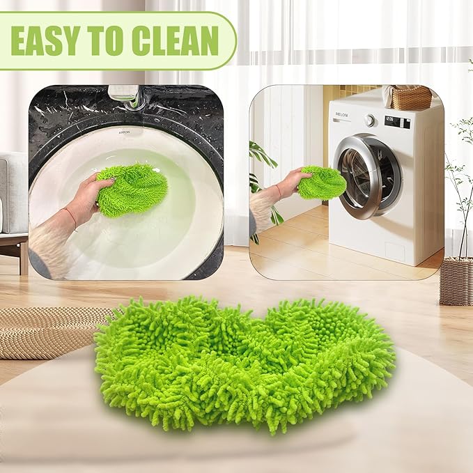 6 Pack Reusable Mop Pads Refill Compatible with Swiffer Sweeper Mop, Microfiber Wet Mopping Cloths for Floor Cleaning, Ideal for Home Cleaning Washable Floor (Green-6 Pack)