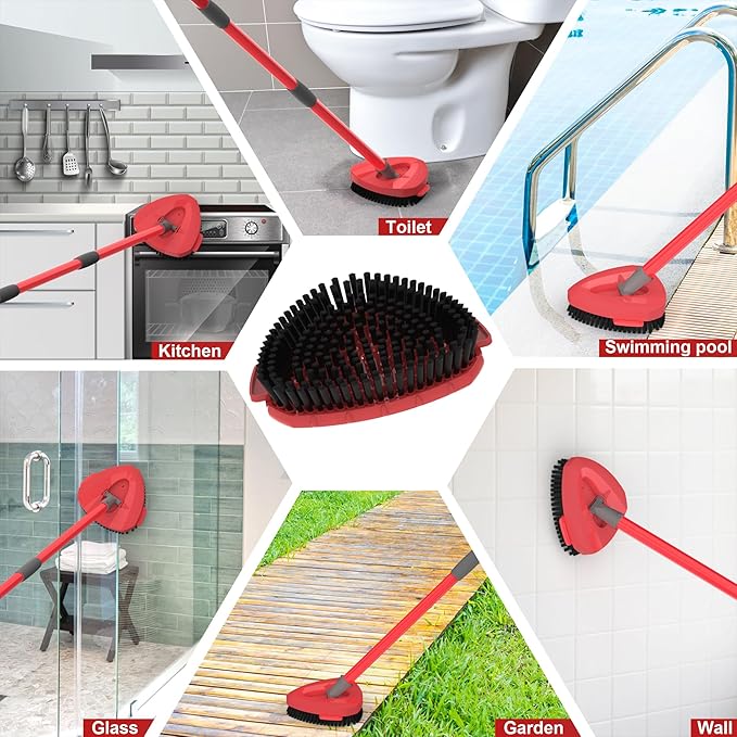 Aifacay 2-Pack Upgraded Scrub Brush Heads for O-Cedar EasyWring Spin Mop, Full-Bristle Heavy-Duty Replacement Mop Brush Attachments Compatible with 1-Tank Spin Mop Set for Deep House Cleaning