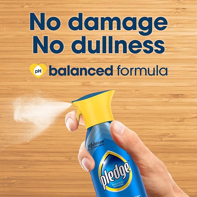 Pledge pH-Balanced Multisurface Spray, Gently Clean 101 Surfaces, Remove Dust and Messes, No Residue - Rainshower Scent, 9.7oz