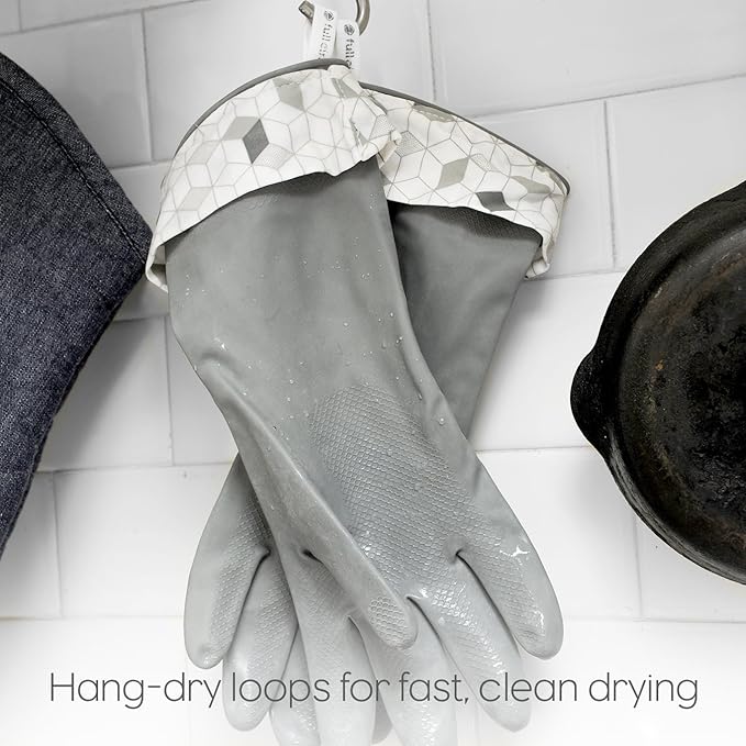 Full Circle Splash Patrol Natural Latex Cleaning Gloves Large - Eco-Friendly, Durable, Kitchen, Bathroom, Household Cleaning - Gray