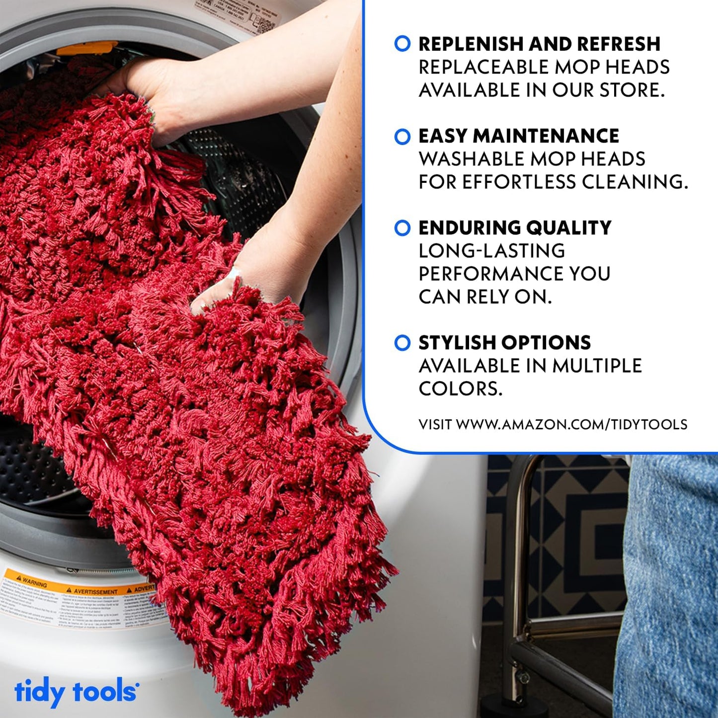 24 Inch Red Commercial Dust Mop & Floor Sweeper – Wood Handle Floor Mop for Tile, Hardwood & Concrete