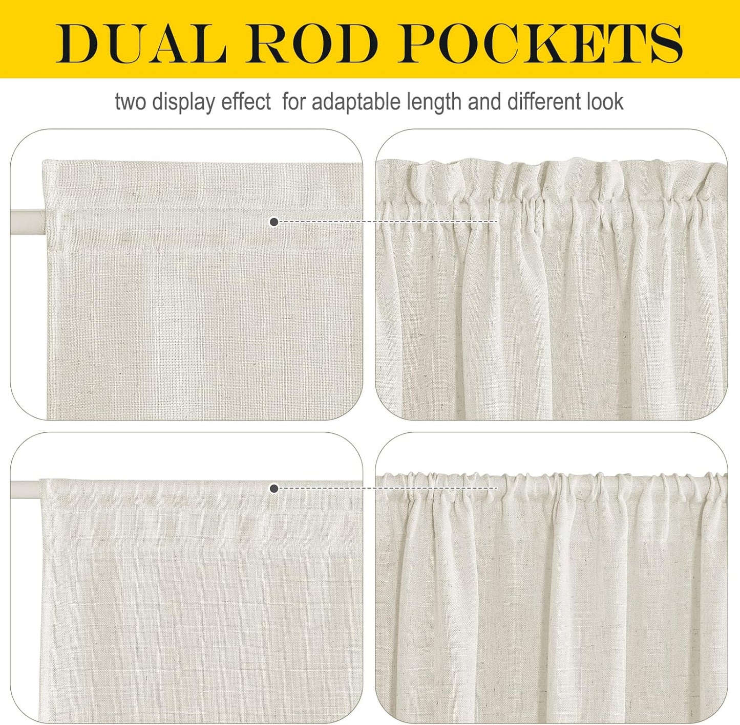 NICETOWN Linen Sheer Door Curtain Panel for French Doors, Privacy Kitchen Window Coverings Shades for Front Back, Light Filtering Rod Pocket Shades, W52 x L72 Inches, 1 PC