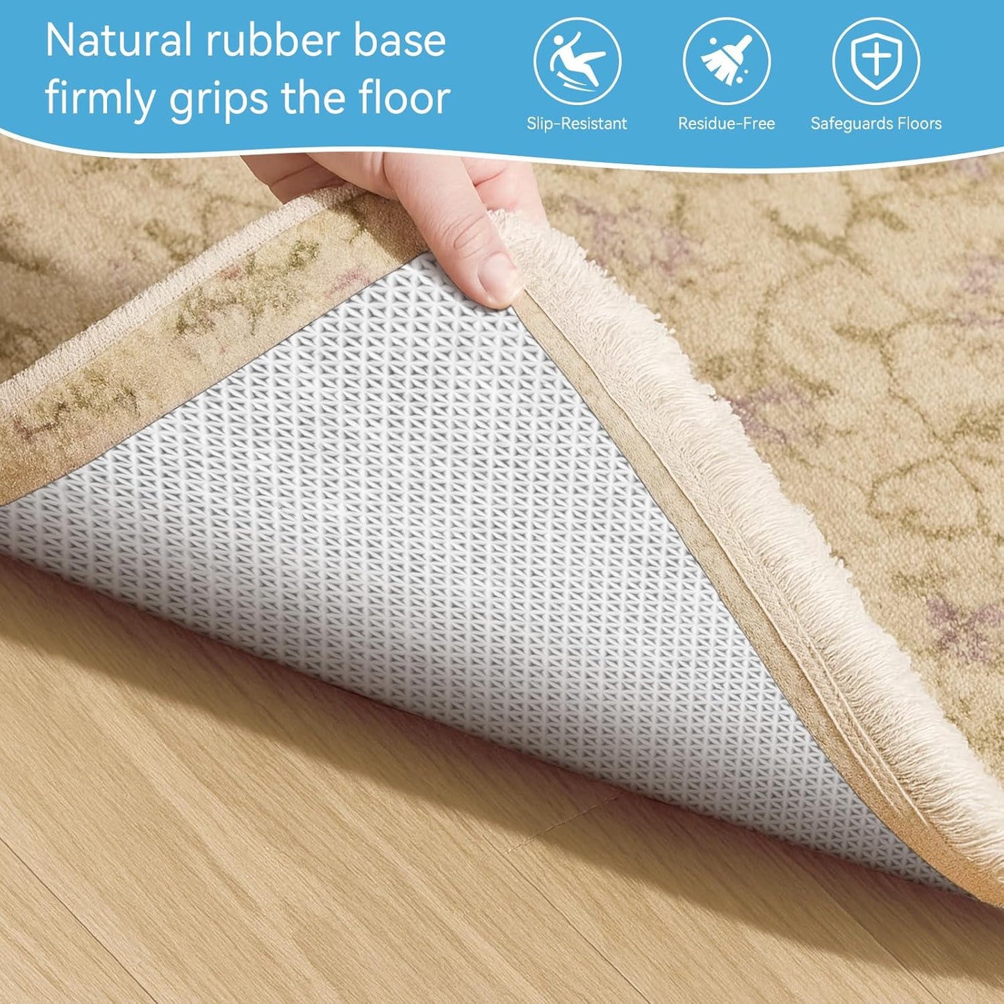 Warmstar 3x5 FT Non Slip Rug Pad,100% Waterproof Felt Rug Pad for Hardwood Floors,1/2” Thick Soft Carpet Pad with Natural Rubber Backing, Secure Grip & Floor Protection