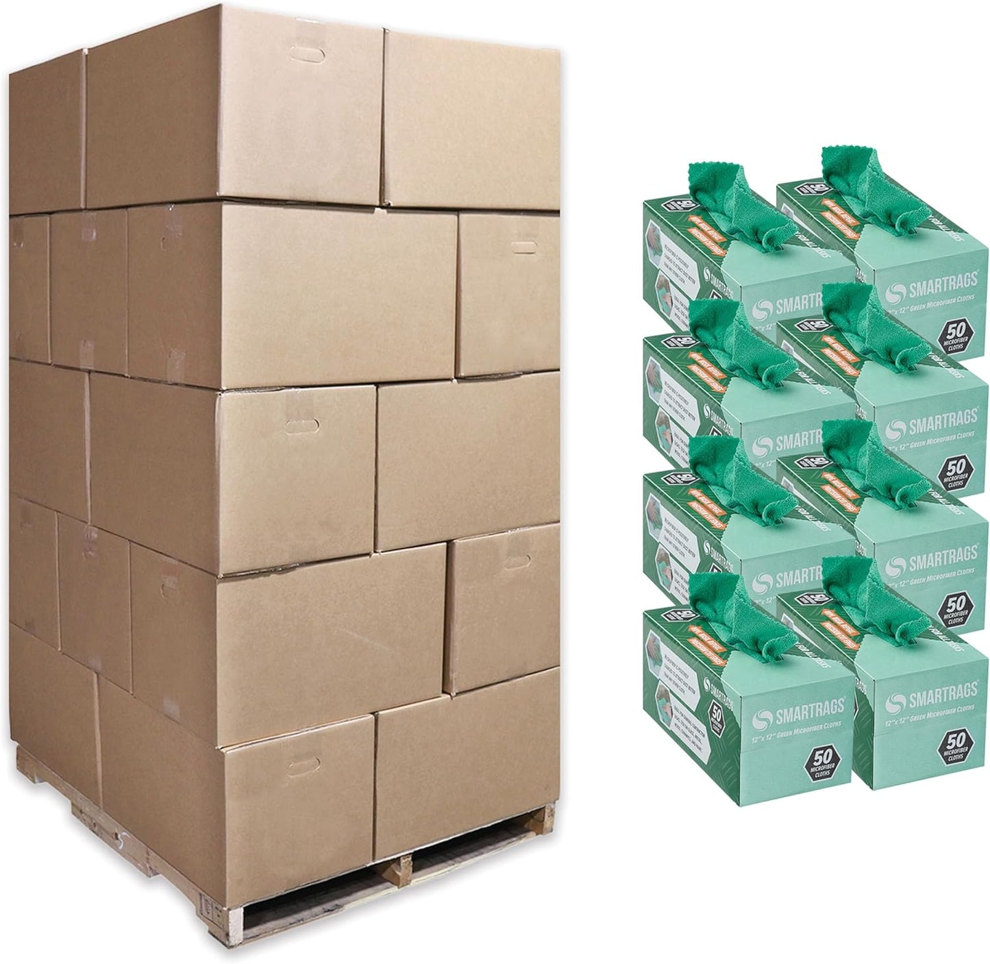 Arkwright Smart Rags in Box - (Pallet of 14400) Lint Free Microfiber Cleaning Cloth, Scratch & Streak-Free, Dispensable Wash Towels for Cars, Window Glass, and Auto Shop, 12 x 12 in, Green