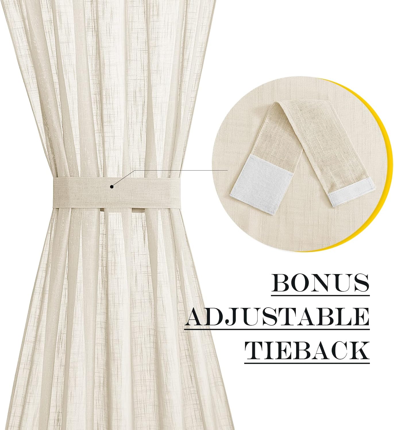 NICETOWN Sheer Door Curtain for Window, Farmhouse French Door Curtain for Front Back Kitchen, Light Flitering Sidelight Curtains Blind for Small Window, 1 Panel, 26" W x 50" L, Beige